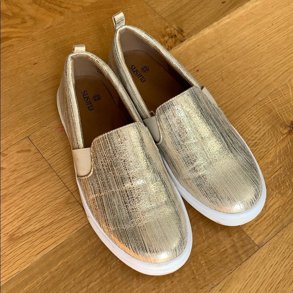 Gold slip on sneakers women’s size 7.5